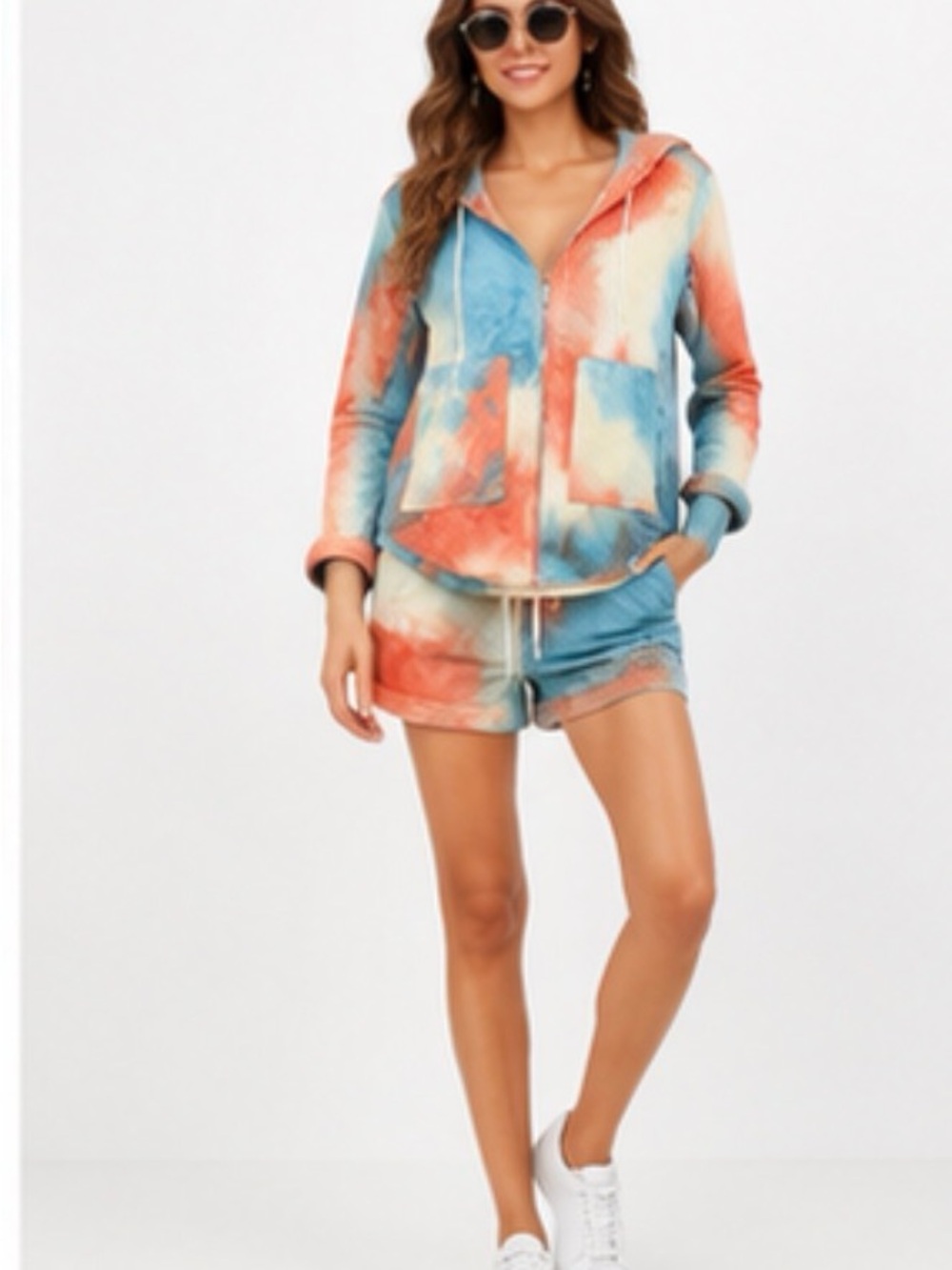 Rosevelvet Tie Dye Lounge Set Hoodie Shorts 2 Piece Medium NWT Boutique